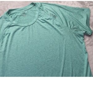 TYR Men's XL Short Sleeve Raglan Performance Training Shirt Teal Heather Active